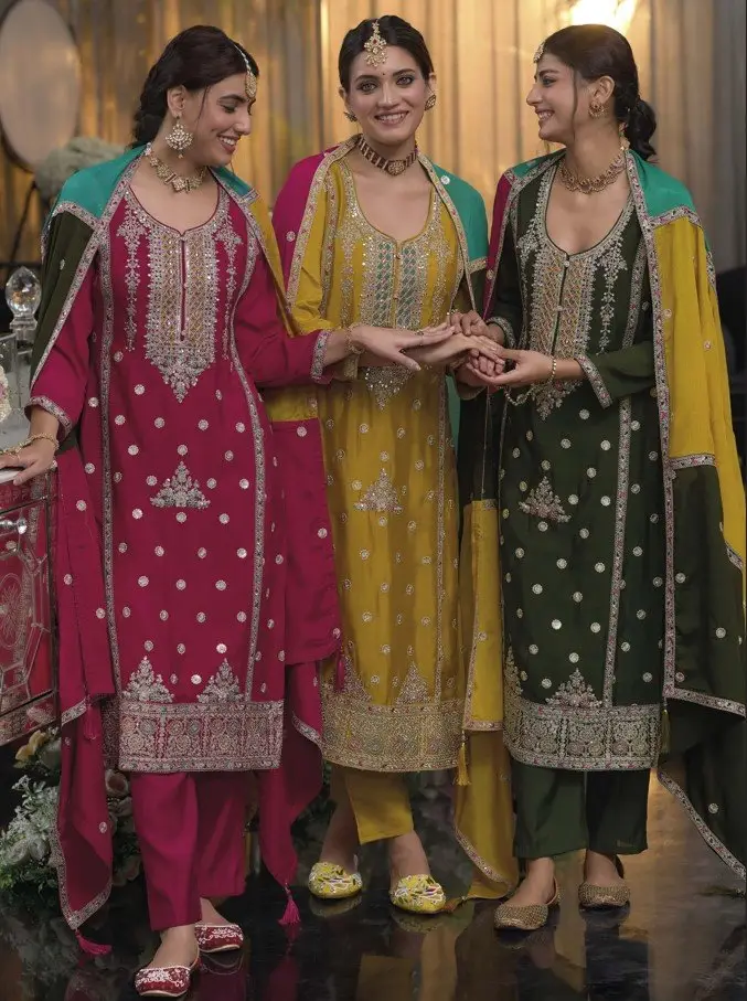 Chic and Sleek with Magenta Pink Chinnon Embroidered Salwar Suit Set image 5