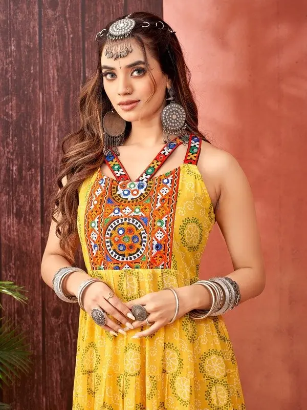 Get Your Glam On with Yellow Georgette Designer Gown image 2