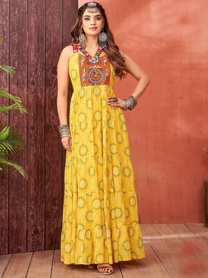 Get Your Glam On with Yellow Georgette Designer Gown