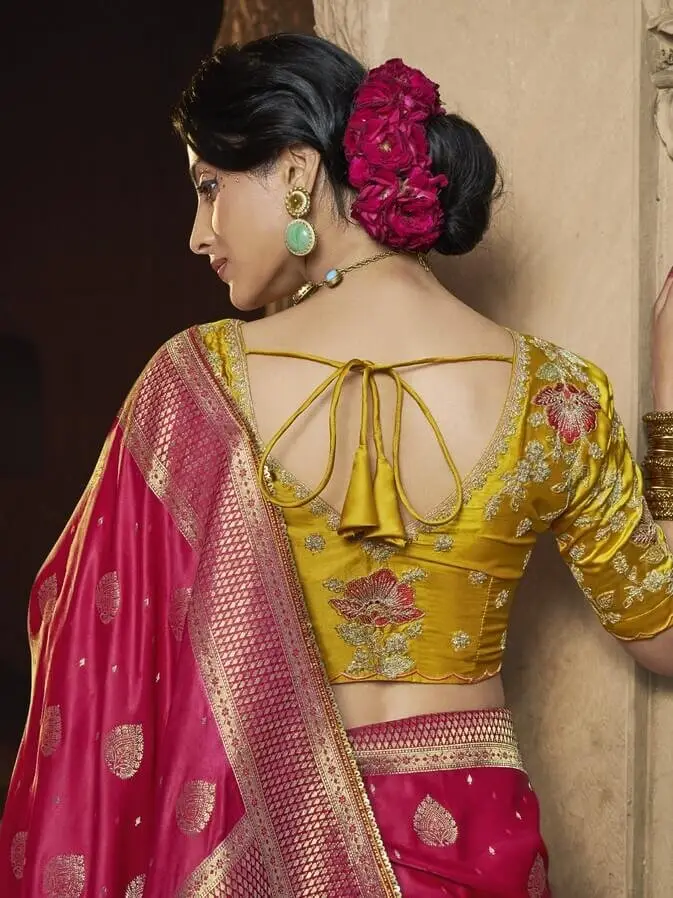 Time to Shine with Rose Pink Satin Silk Classic Saree image 3