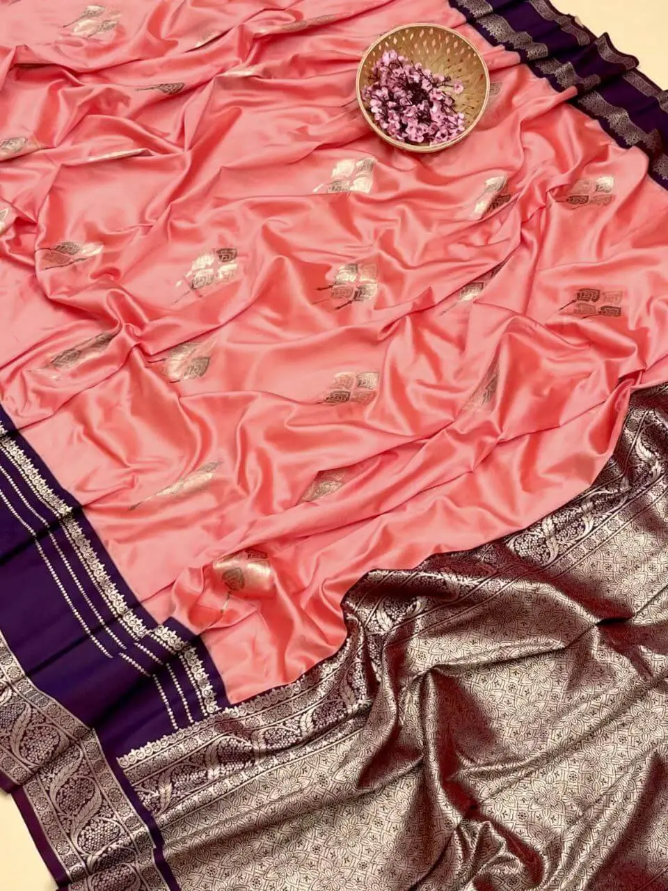 Enhance Your Shine with Peach Zari Weaving Kanjivaram Silk Saree image 2