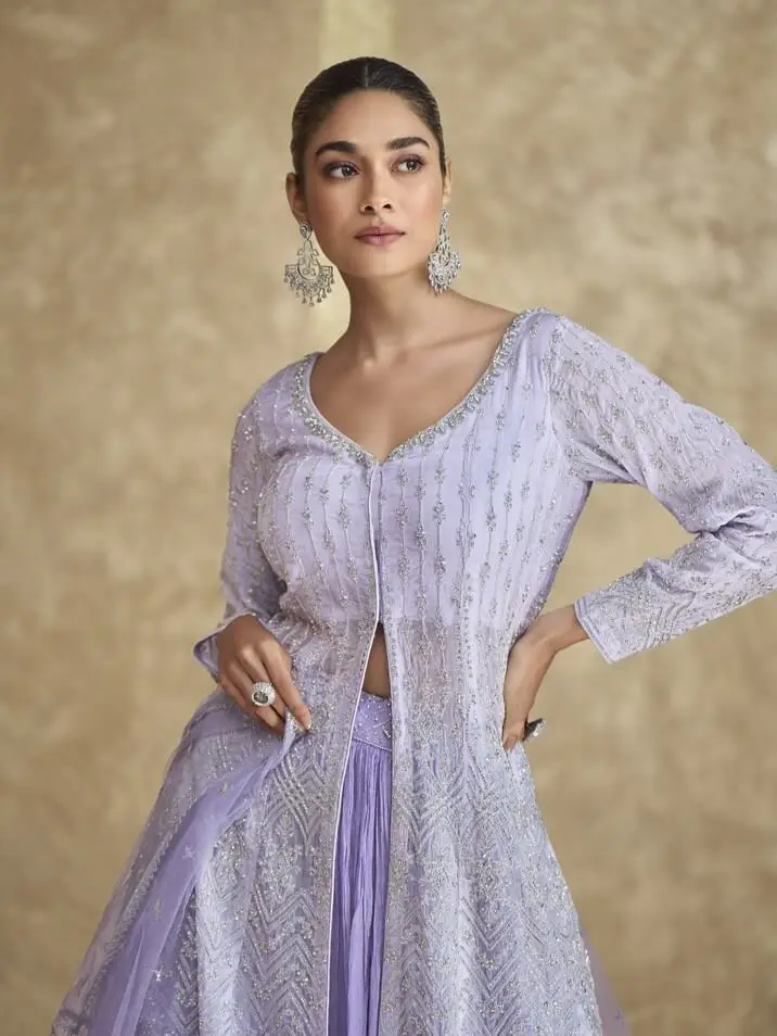 Elevate Your Look with Iris Purple Embroidered Georgette Indo Western Dress image 3