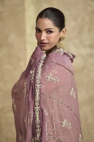 Shimmer and Shine with Onion Pink Embroidered Georgette Indo Western Dress image 4