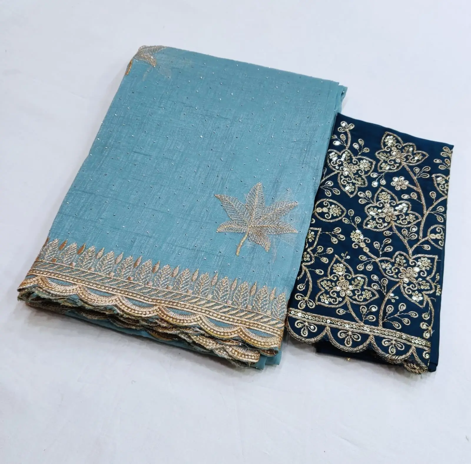 Shimmer and Shine with Blue Swarovski Work Cotton Silk Saree image 3