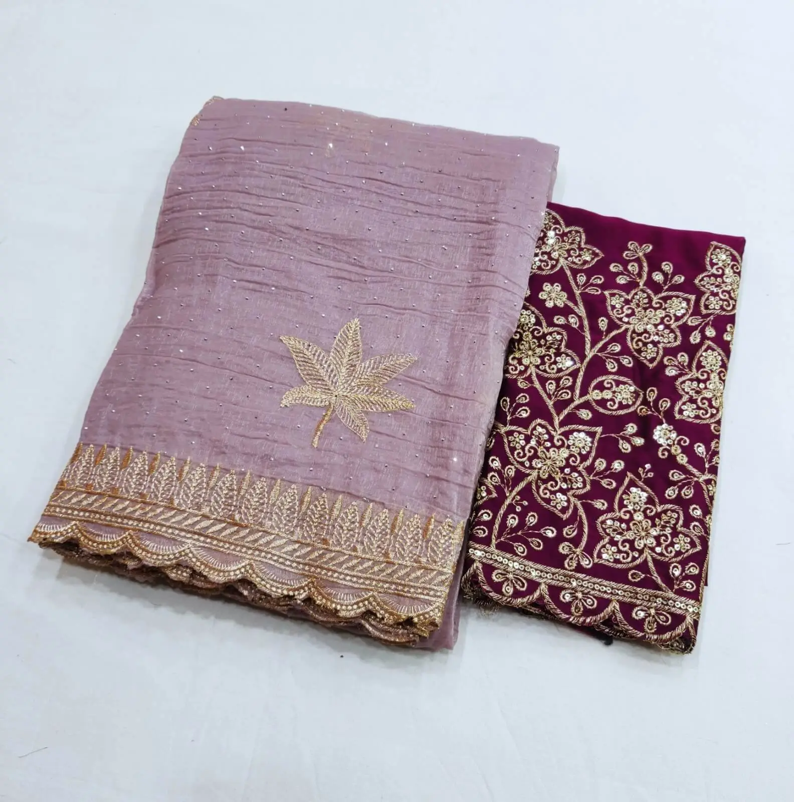 Feel the Glamour with Onion Pink Swarovski Work Cotton Silk Saree image 3