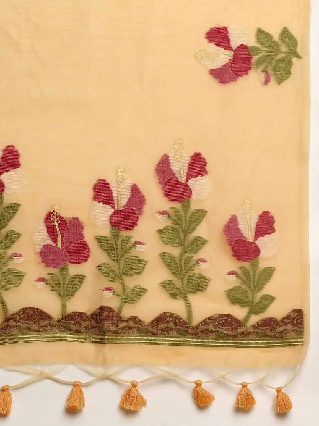Time to Shine with Light Orange Mul Cotton Saree image 3