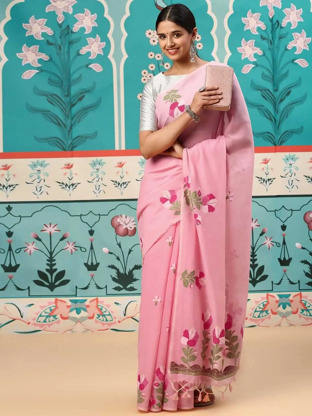 Elevate Your Look with Pink Mul Cotton Saree