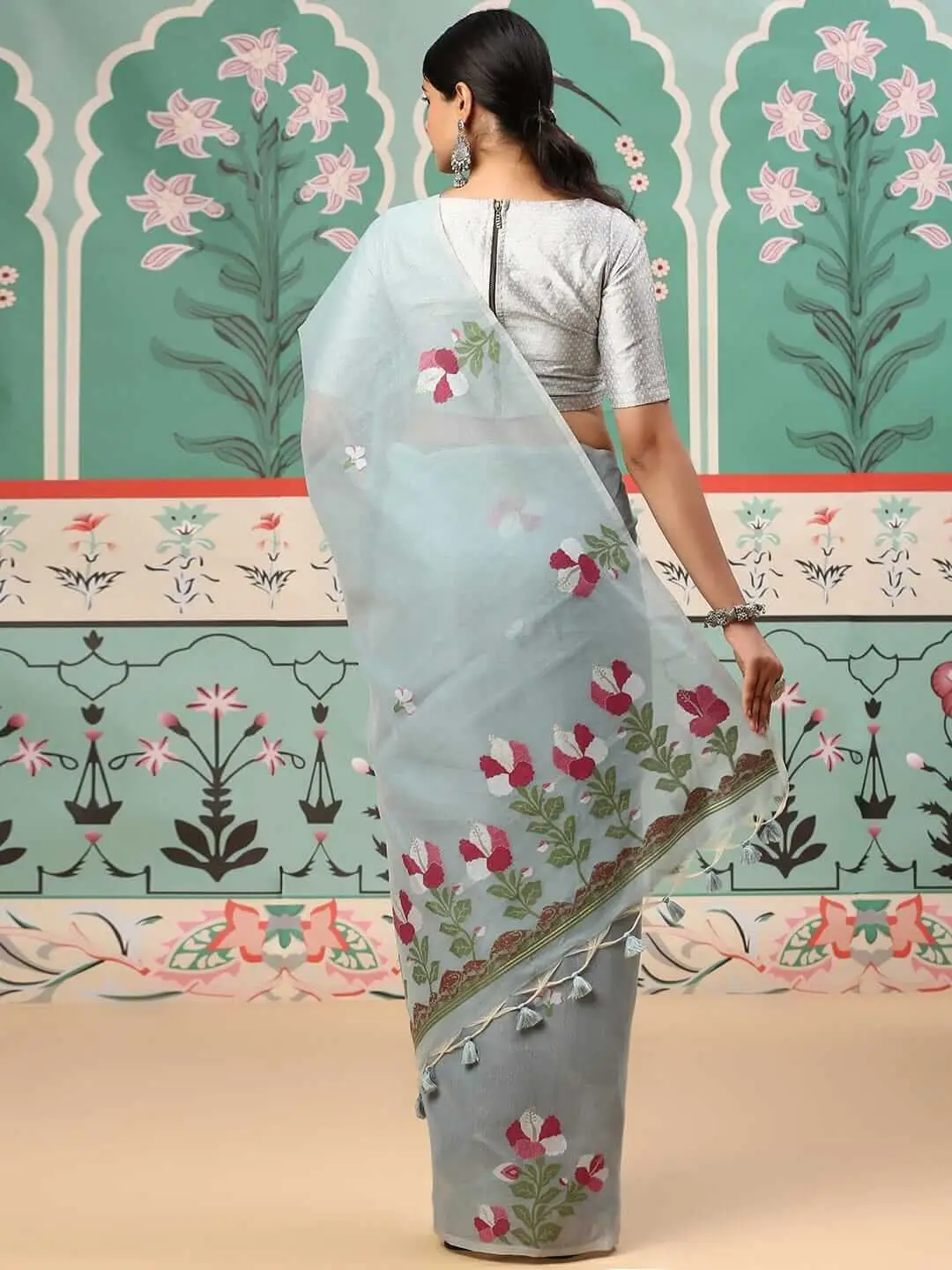 Time to Shine with Blue Mul Cotton Saree image 3