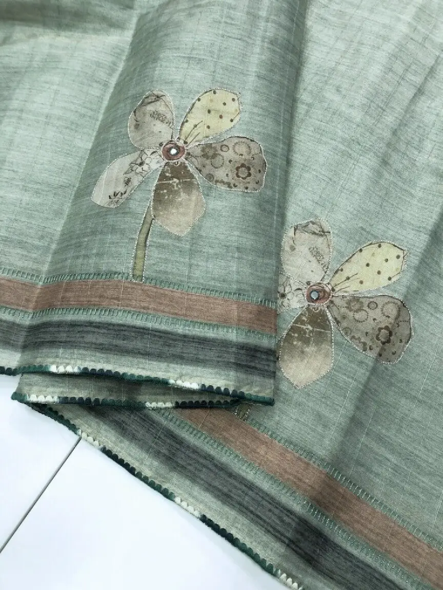Enhance Your Essence with Pine Green Tussar Silk Saree image 5