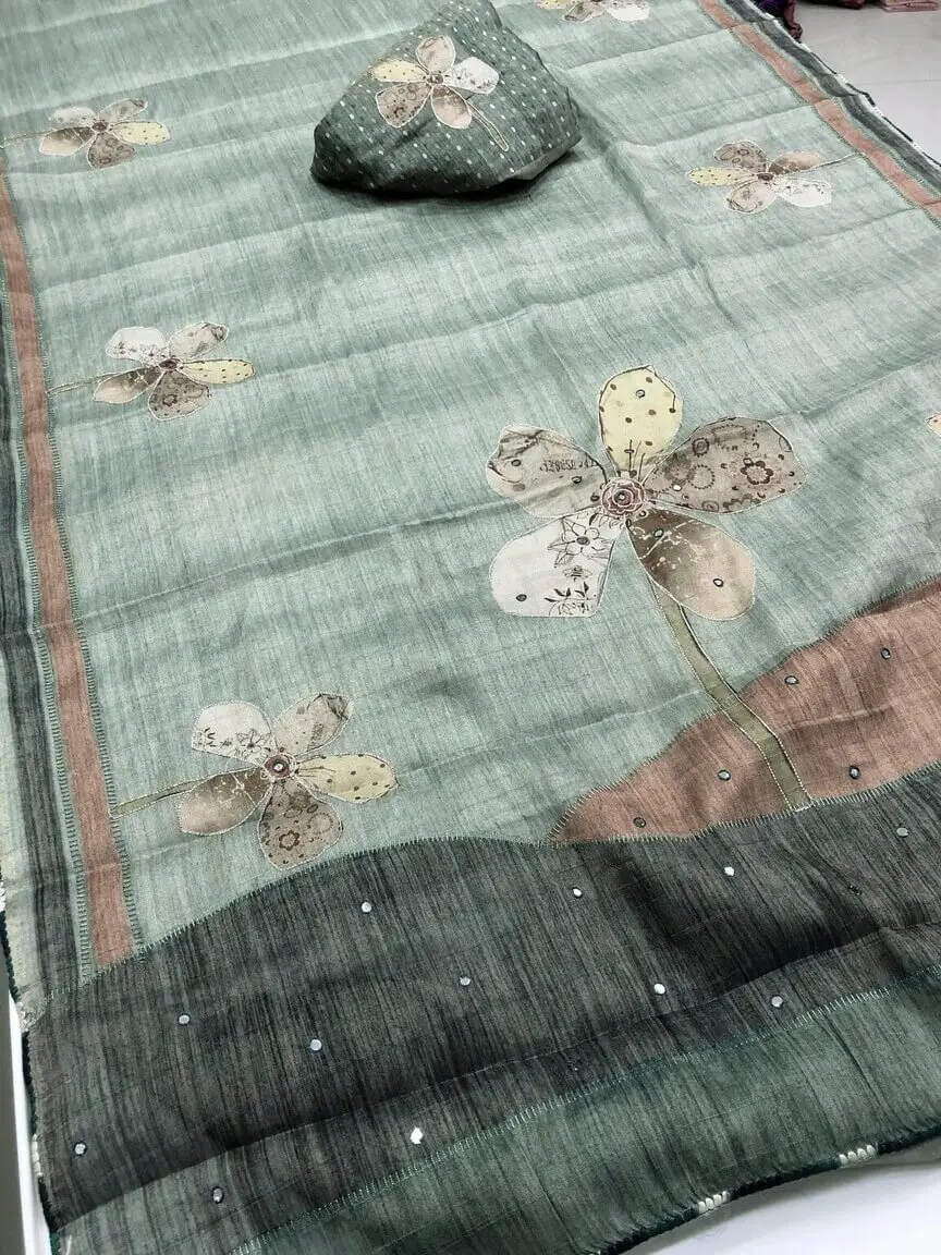 Enhance Your Essence with Pine Green Tussar Silk Saree image 4