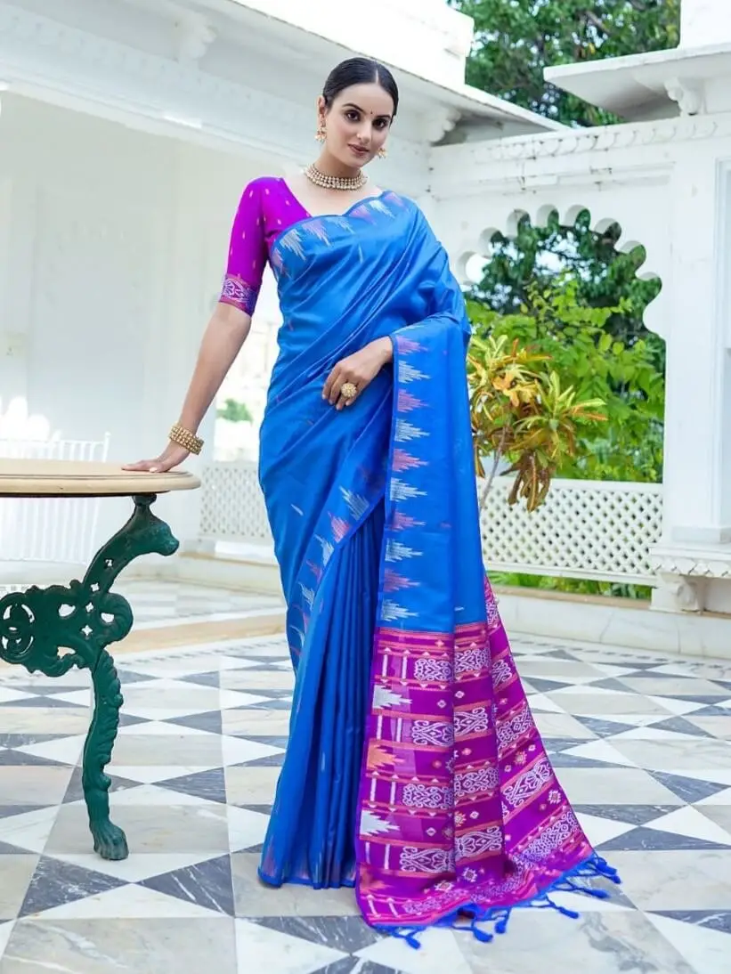 Step Into Fabulous with Royal Blue Tussar Silk Saree