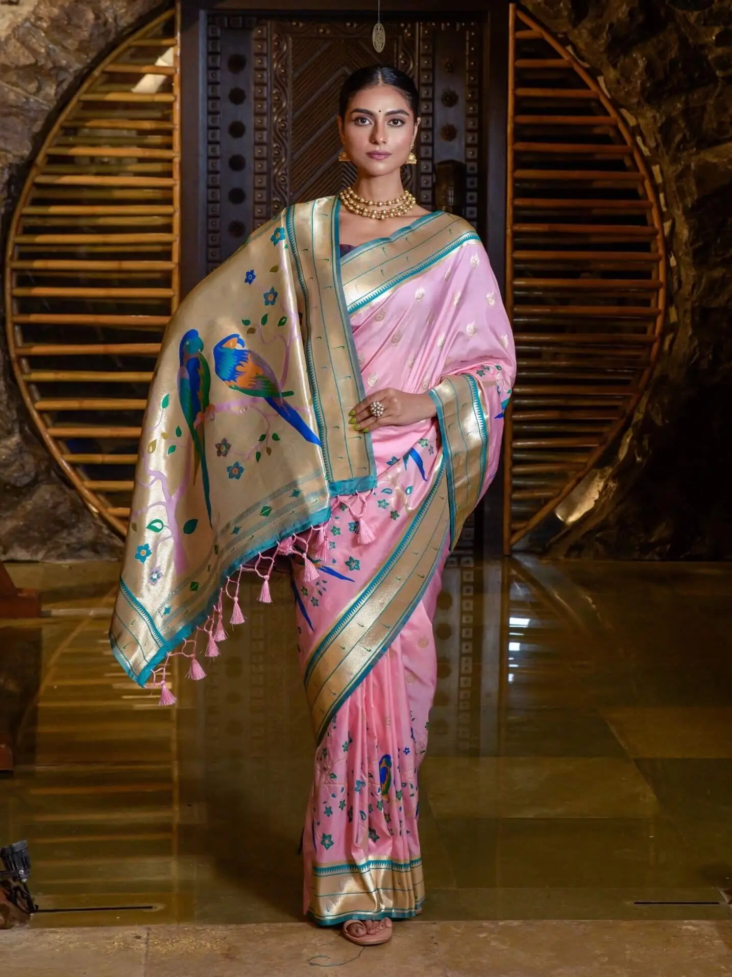 Style It Up with Pink Banarasi Silk Paithani Saree With Contrast Border