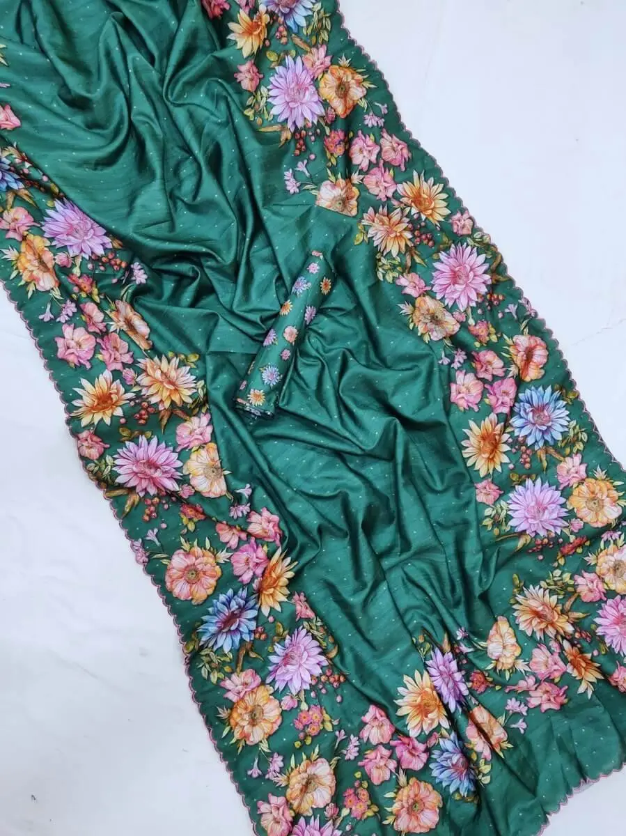 Elevate Your Aura with Green Tussar Silk Saree image 2