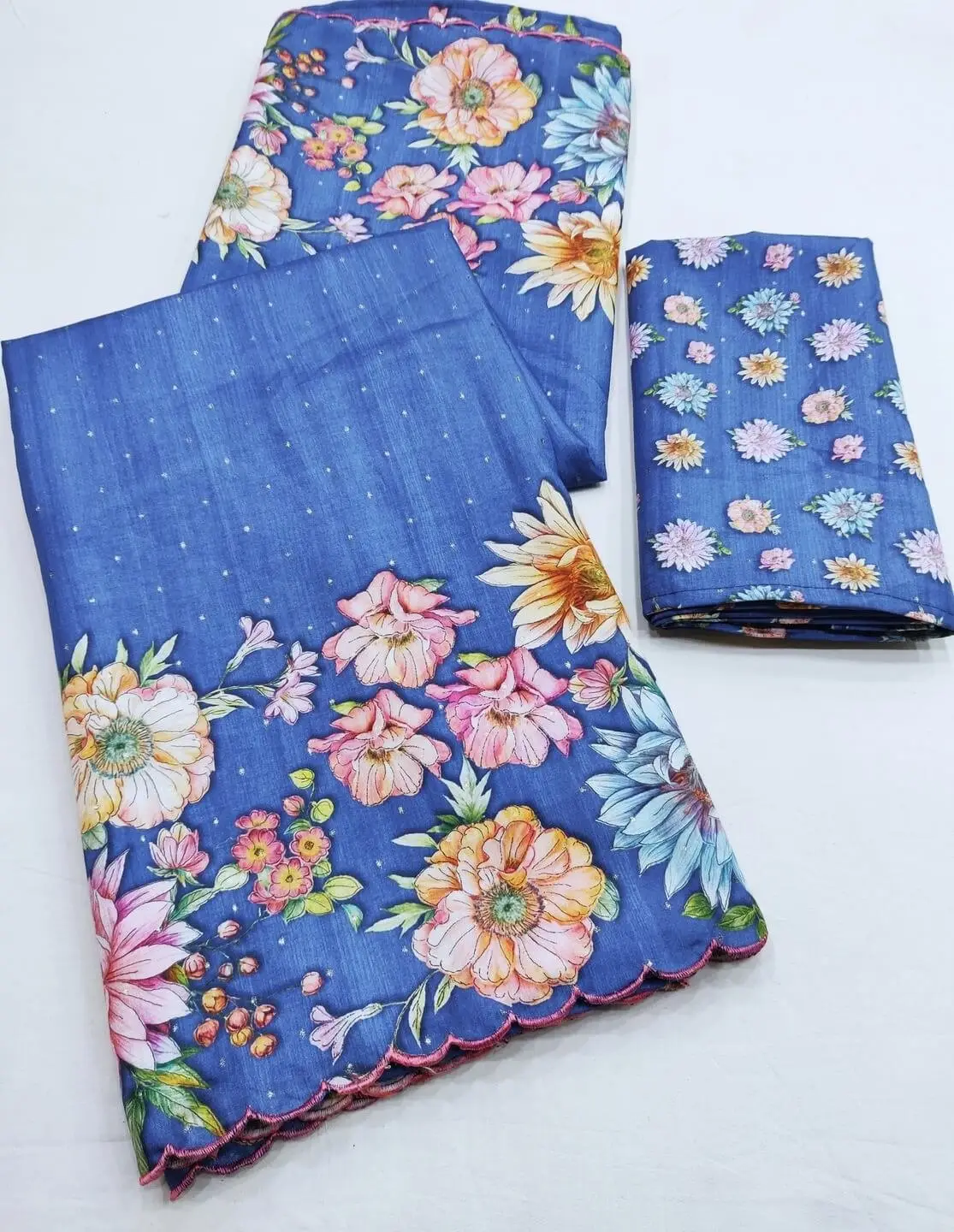 Turn Up the Glam with Blue Tussar Silk Saree