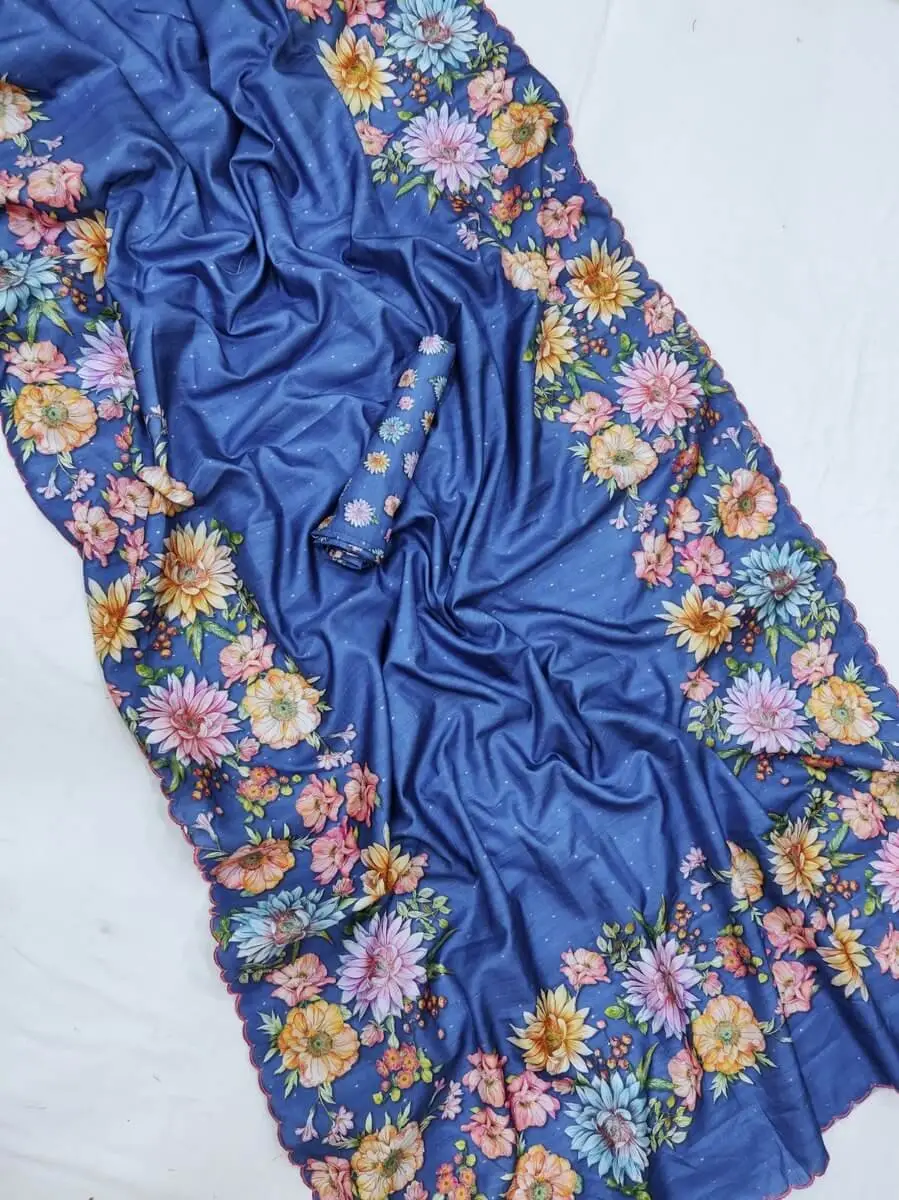 Turn Up the Glam with Blue Tussar Silk Saree image 2