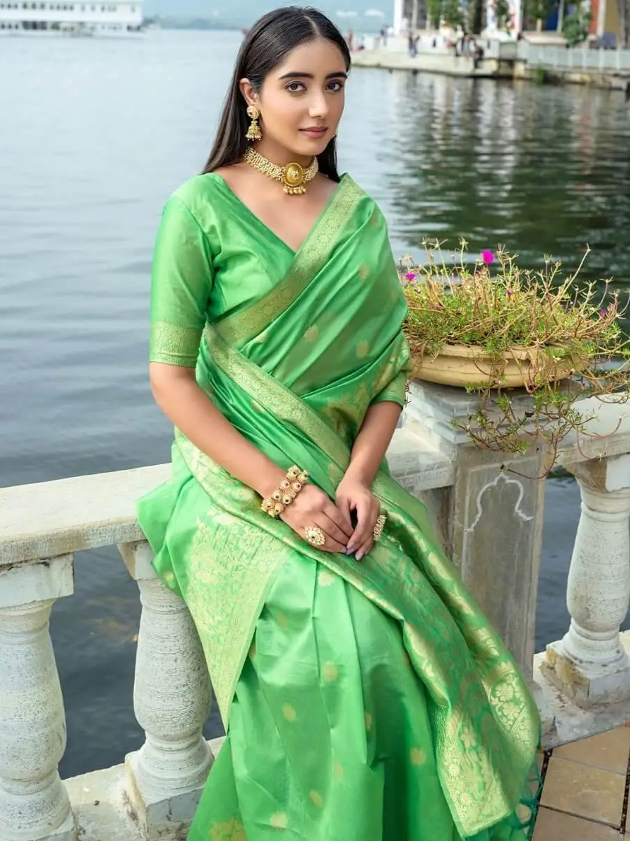 Enhance Your Shine with Green Zari Woven Silk Saree image 2