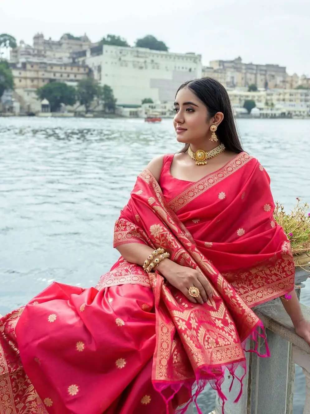 Enhance Your Shine with Red Zari Woven Silk Saree image 2