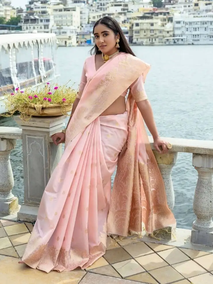 Style It Up with Peach Zari Woven Silk Saree image 2
