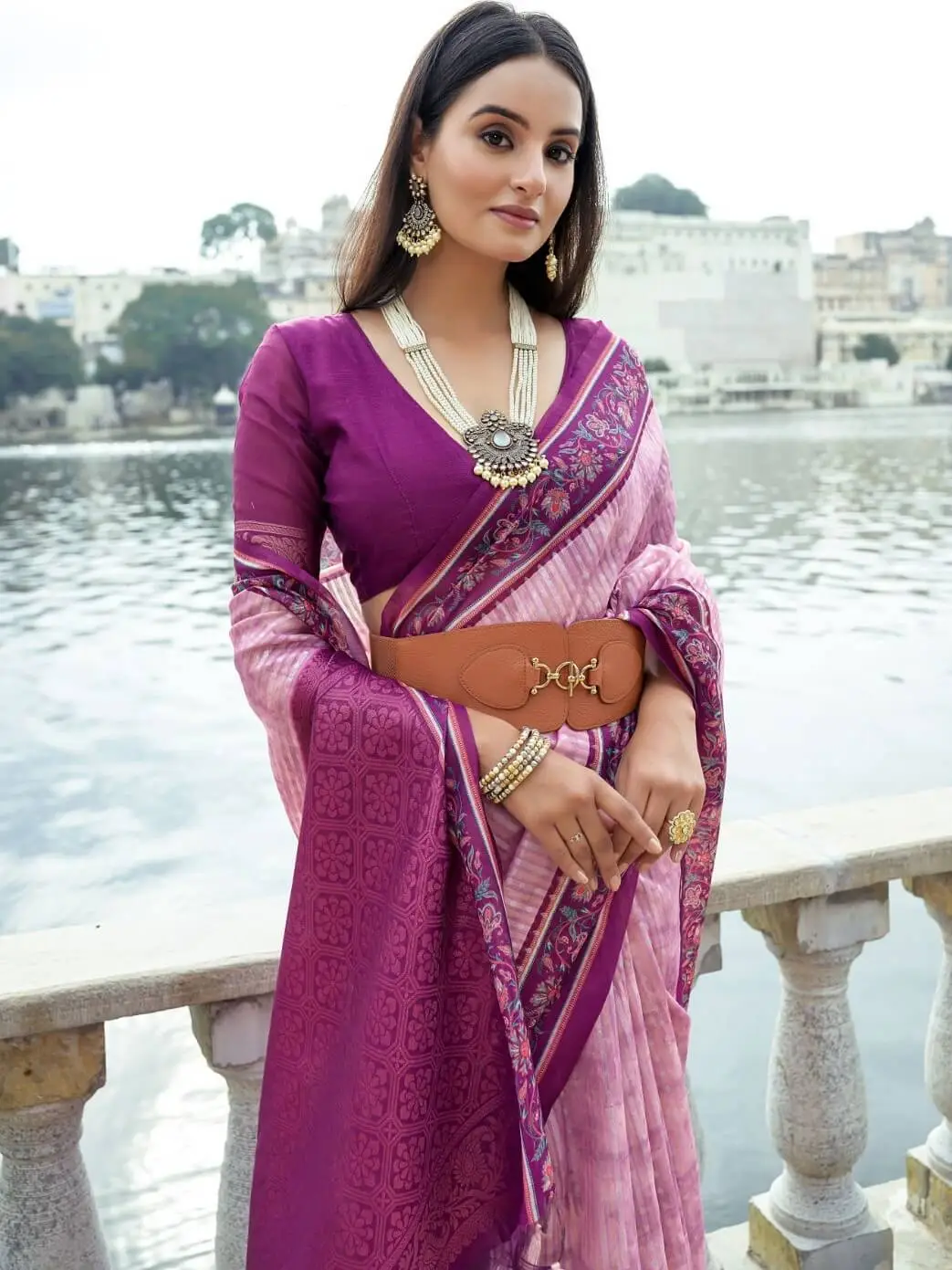 Refine Your Glow with Pink Soft Silk Saree With Floral Border image 2