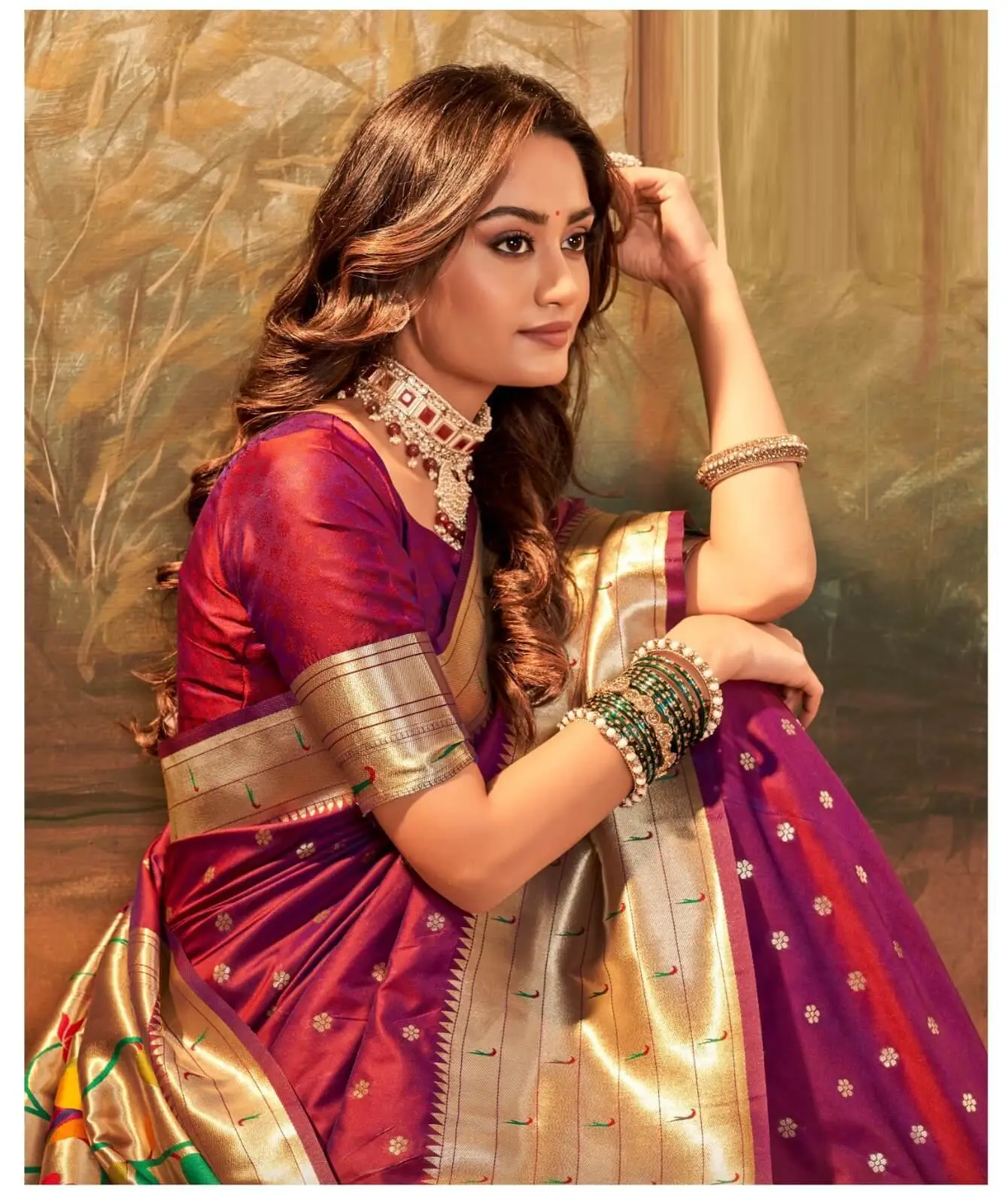 Enhance Your Essence with Berry Red Zari Weaving Paithani Saree image 3