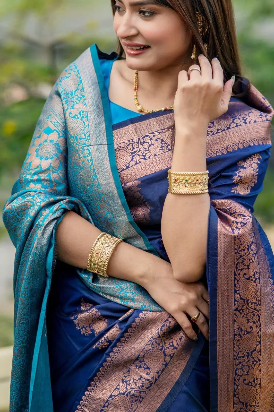 Time to Shine with Royal Blue Banarasi Katan Silk Pattu Saree image 4
