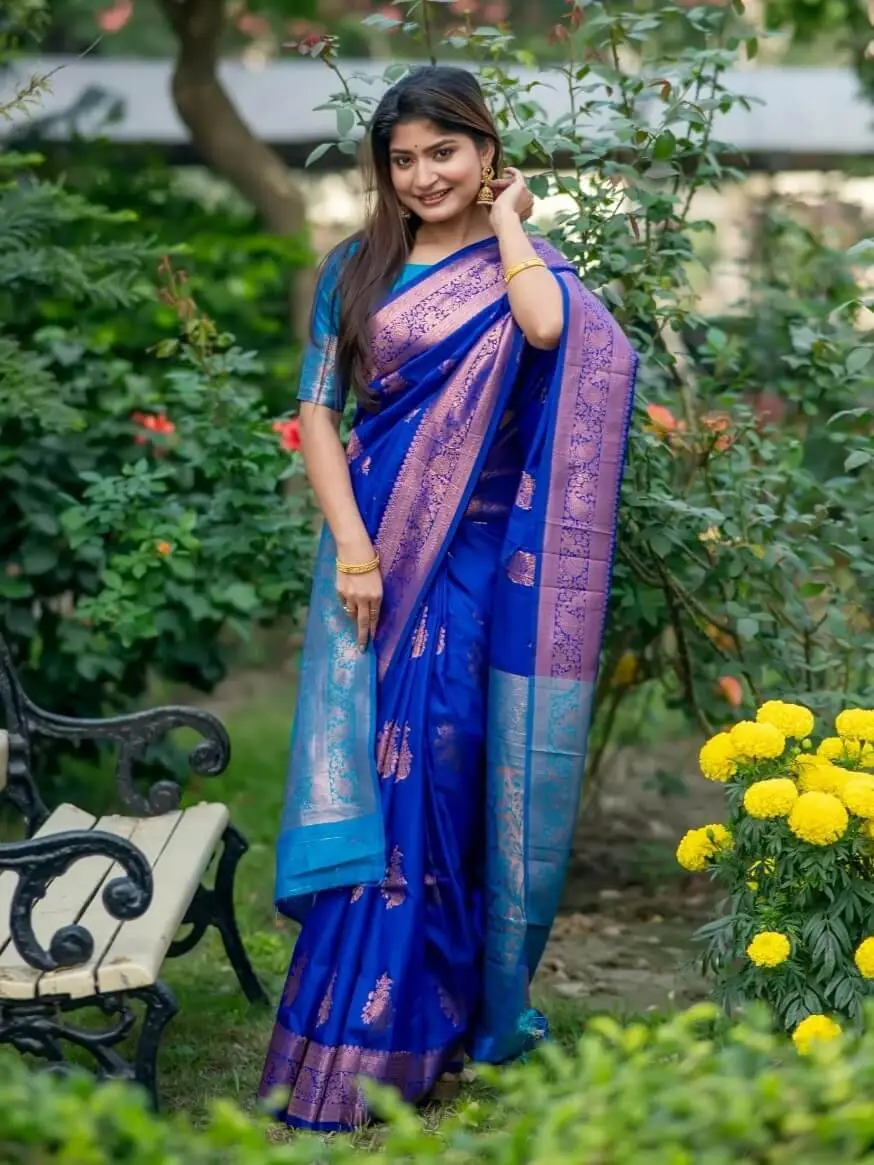 Step Into Elegance with Blue Banarasi Katan Silk Pattu Saree