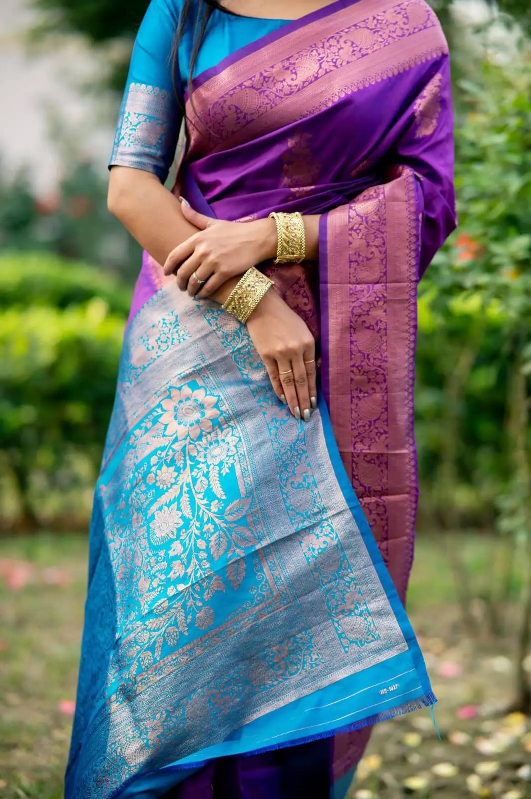 Chic and Sleek with Purple Banarasi Katan Silk Pattu Saree image 4