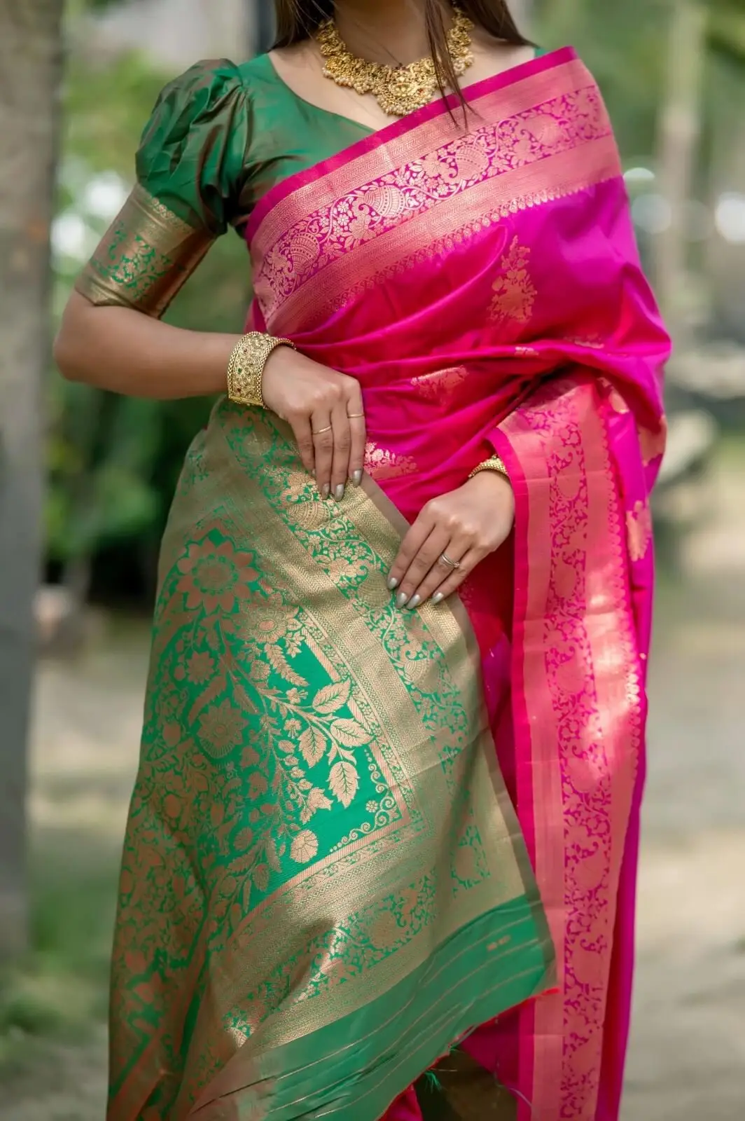 Elevate Your Look with Pink Banarasi Katan Silk Pattu Saree image 4