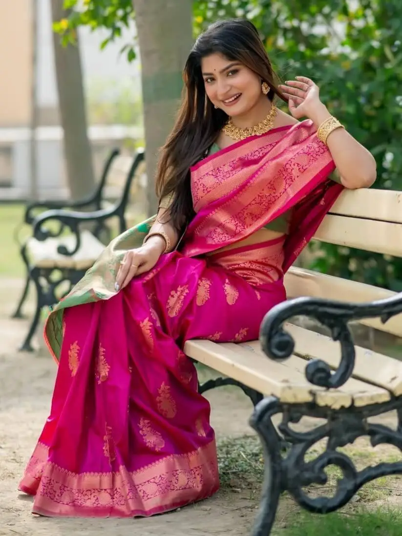 Elevate Your Look with Pink Banarasi Katan Silk Pattu Saree image 2