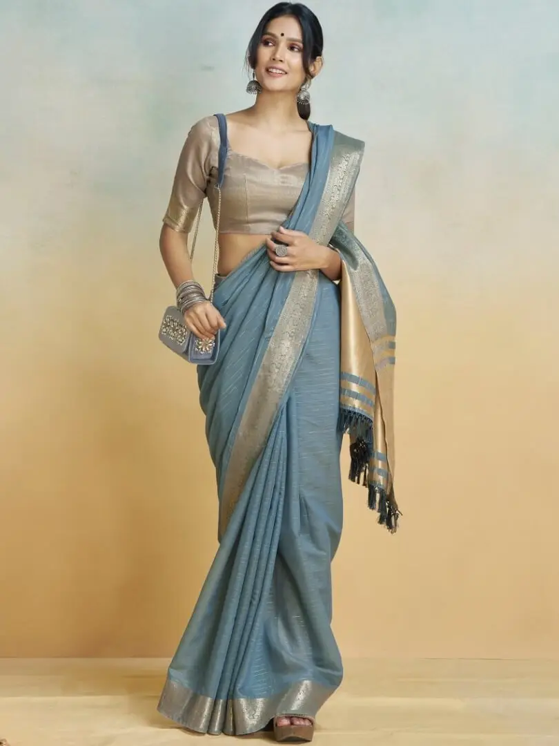 Step Into Elegance with Ash Khaddar Silk Saree image 2